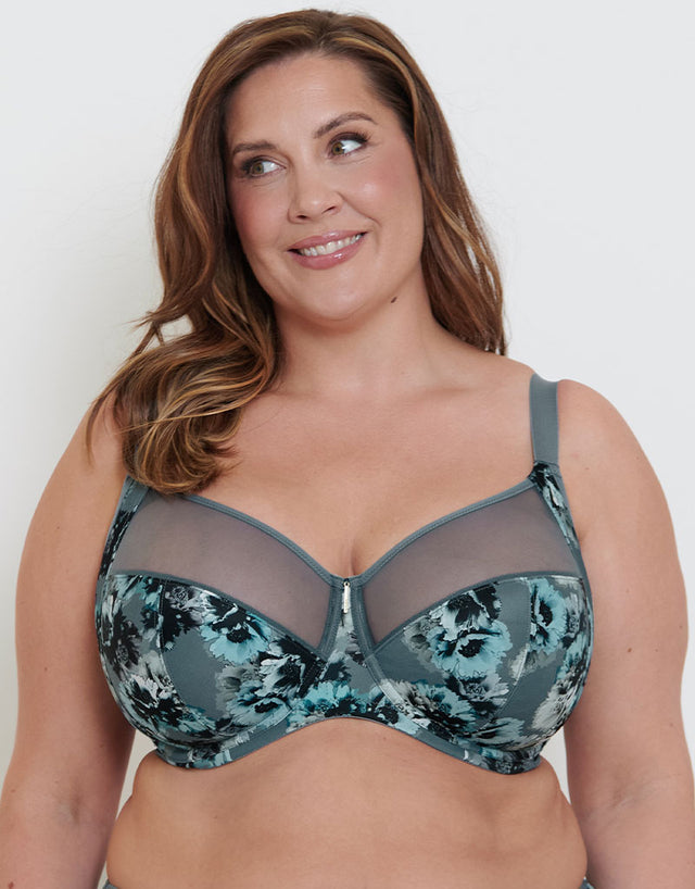 Adella Athena Aura Full Cup Side Support Bra Blue Floral Print