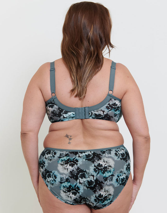 Adella Athena Aura Full Cup Side Support Bra Blue Floral Print