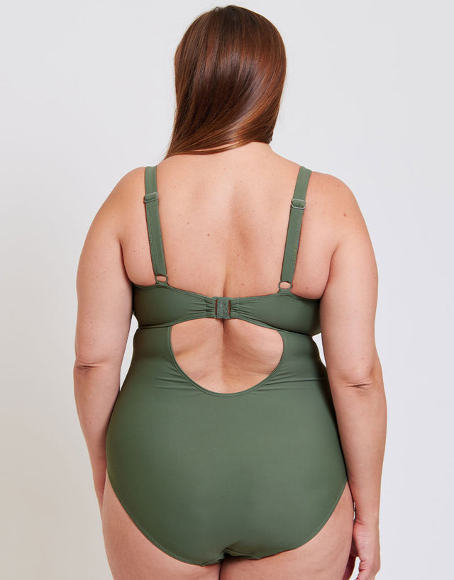 Adella Calypso Plunge Control Swimsuit Dusky Green