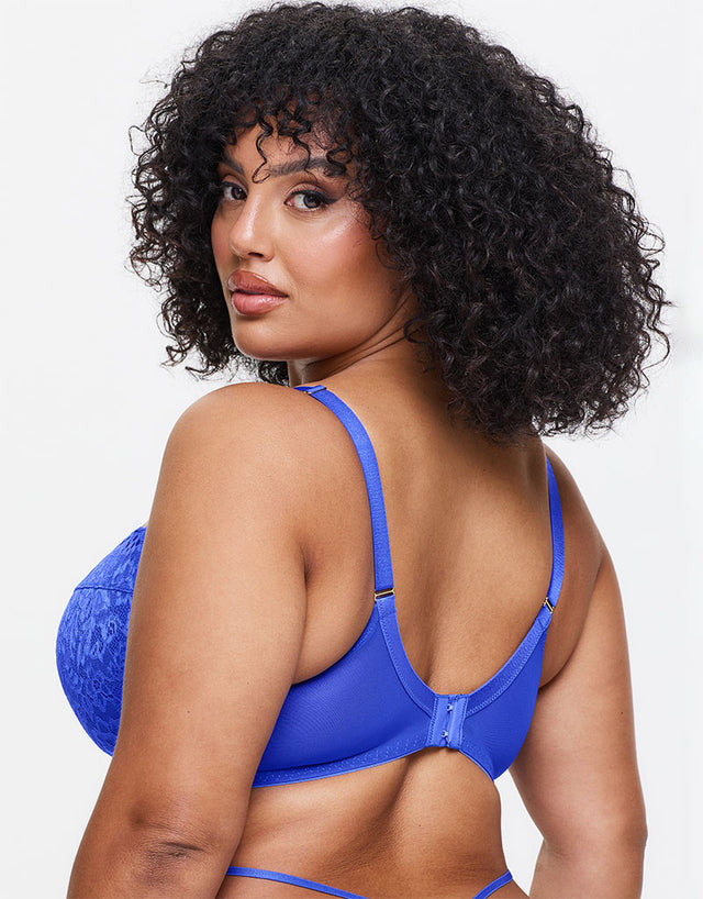 Ann Summers Lovers Lace Padded Plunge Bra Cobalt Blue
