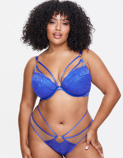 Ann Summers Lovers Lace Padded Plunge Bra Cobalt Blue