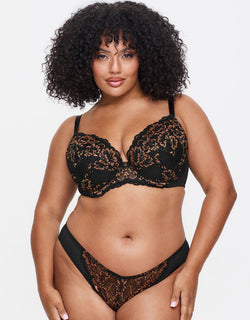 Ann Summers Sexy Lace Padded Plunge Bra Black/Bronze