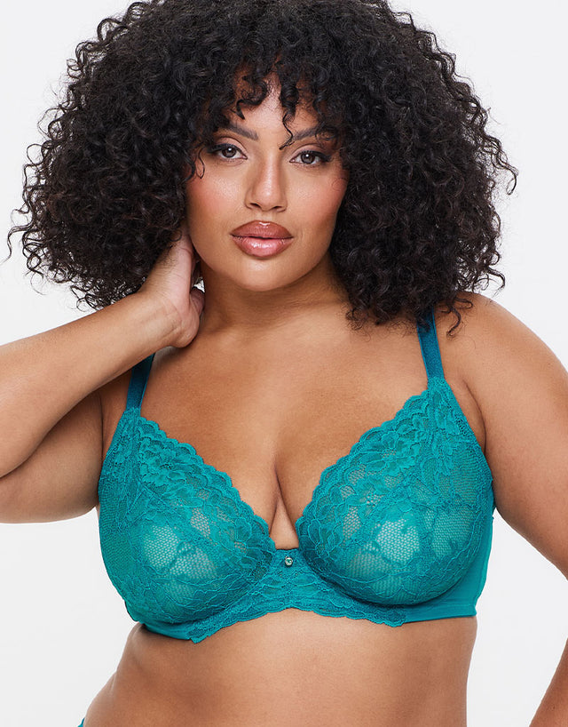 Ann Summers Sexy Lace Plunge Bra Blue/Green
