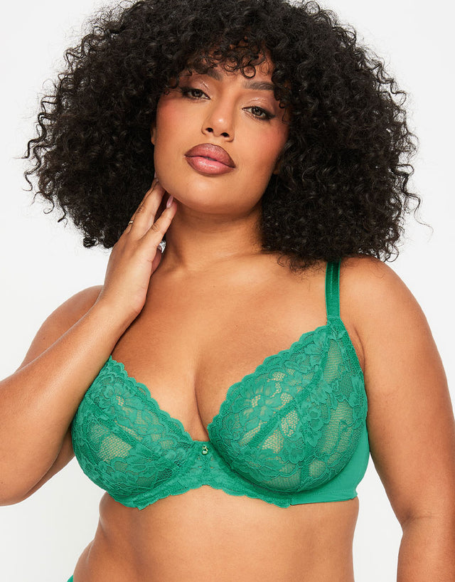 Ann Summers Sexy Lace Plunge Bra Vivid Green