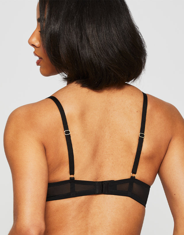 Ann Summers Sexy Lace Planet Padded Plunge Bra Black/Pink