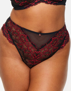 Ann Summers Sexy Lace High Waist Brazilian Brief Black/Red