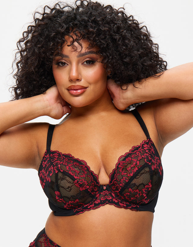 Ann Summers Sexy Lace Plunge Bra Black/Red