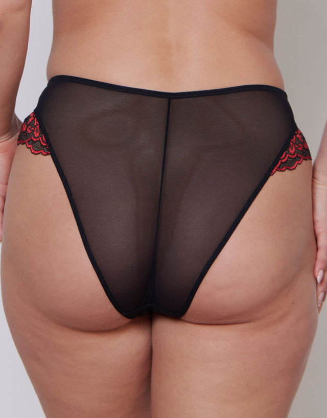 Ann Summers Sexy Lace High Waist Brazilian Brief Black/Red
