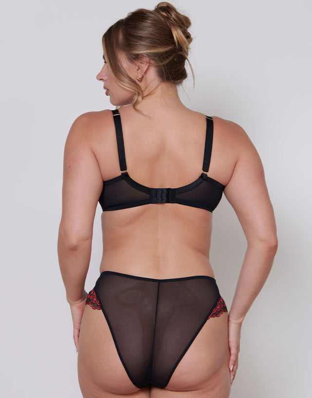 Ann Summers Sexy Lace High Waist Brazilian Brief Black/Red