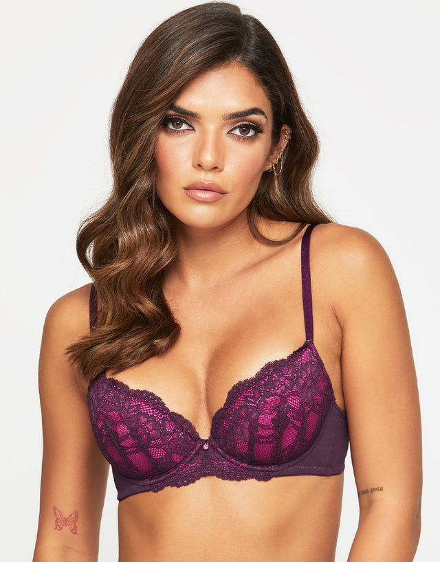 Ann Summers Sexy Lace Planet Padded Plunge Bra Purple/Pink