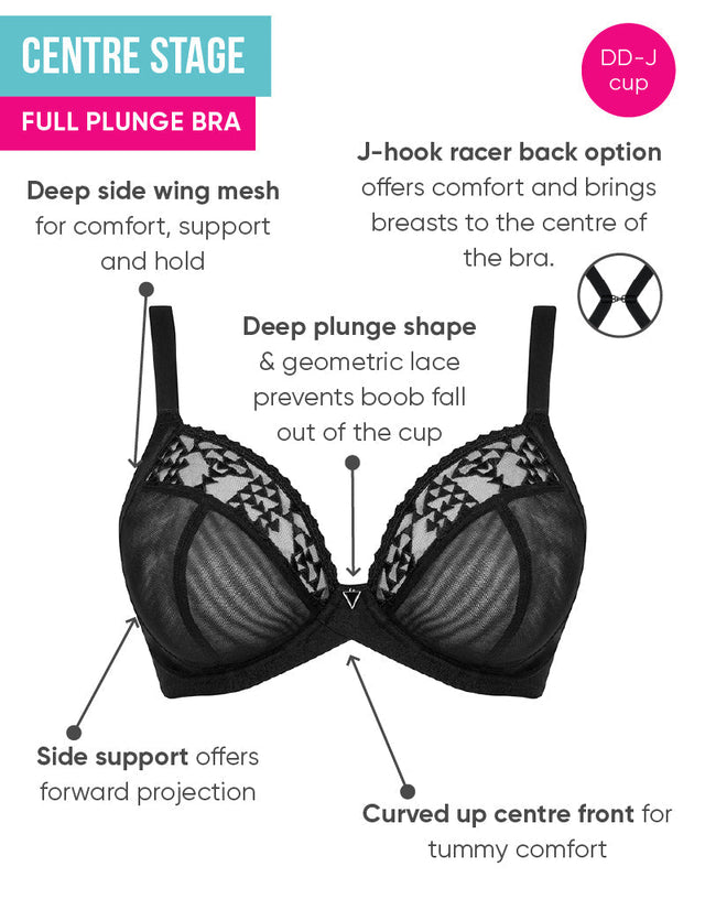 Curvy Kate Centre Stage Full Plunge Side Support Bra Black