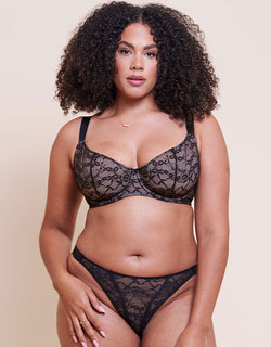 Curvy Kate All Night Lace Scooped Multiway Balcony Bra Black/Blush