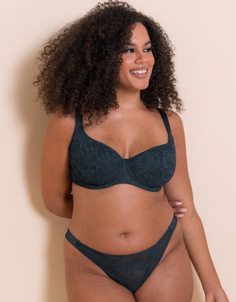 Curvy Kate All Night Lace Tanga Denim Blue Brastop UK Curvy Kate All Night Lace Tanga Denim Blue Brastop UK
