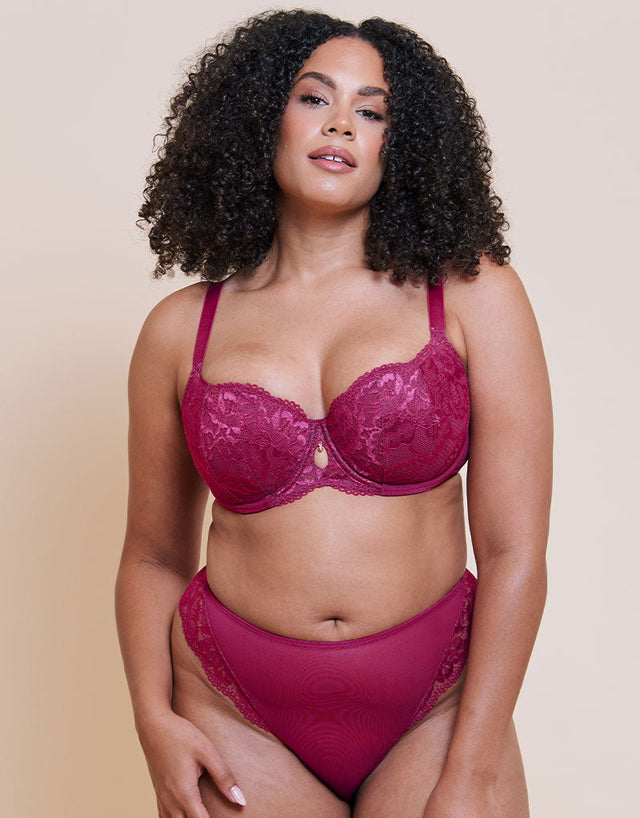 Curvy Kate Boost Sweetheart Padded Balcony Bra Magenta Pink