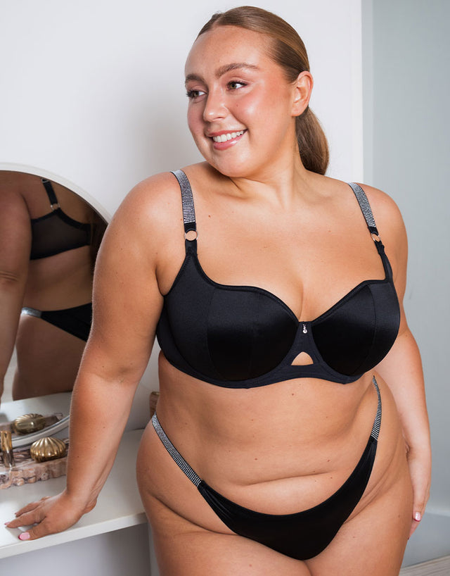 Curvy Kate Boost Diamante Padded Balcony Bra Black