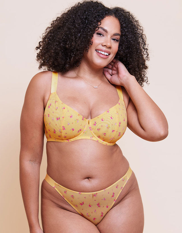 Curvy Kate Cool Cat Tanga Yellow Floral