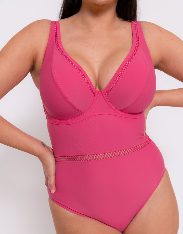 Curvy Kate First Class Multiway Plunge Swimsuit Pink