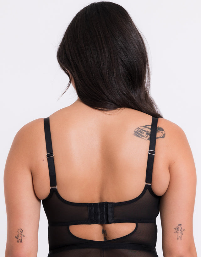 Curvy Kate Frill Me Balcony Bodysuit Black/Pink