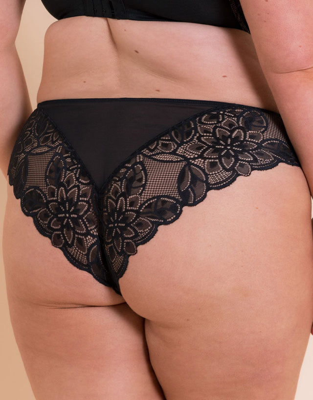 Curvy Kate Lovelace Brazilian Brief Black/ Taupe