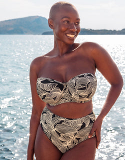 Curvy Kate Ripple Reef Bandeau Bikini Top Black Print
