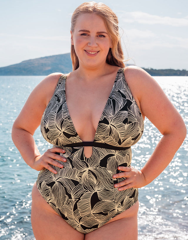 Curvy Kate Ripple Reef Reversible Non-Wired Multiway Swimsuit Black Print