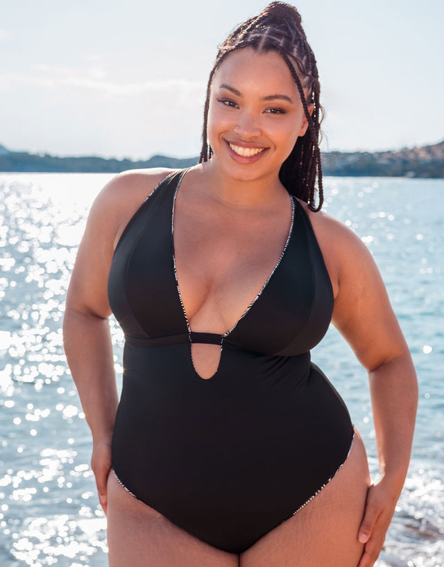 Curvy Kate Ripple Reef Reversible Non-Wired Multiway Swimsuit Black Print