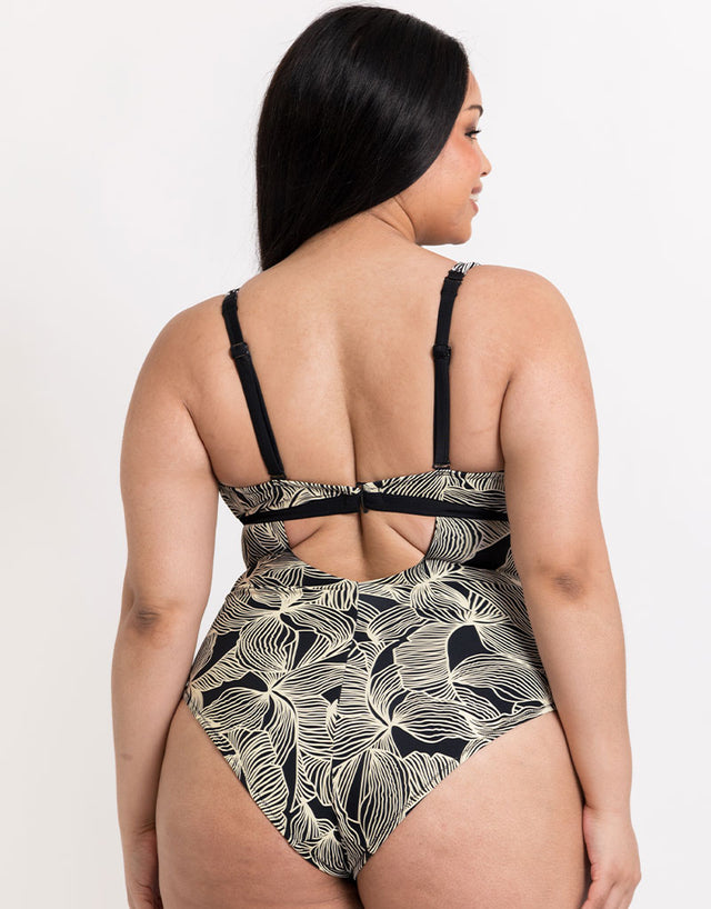 Curvy Kate Ripple Reef Reversible Non-Wired Multiway Swimsuit Black Print