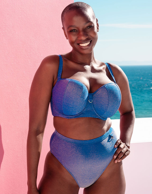 Curvy Kate Sapphire Seas Bandeau Bikini Top Blue Sparkle