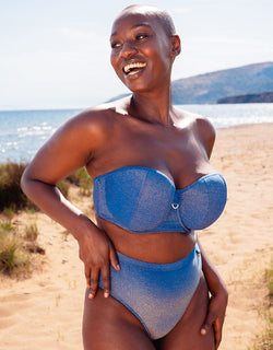 Curvy Kate Sapphire Seas Bandeau Bikini Top Blue Sparkle