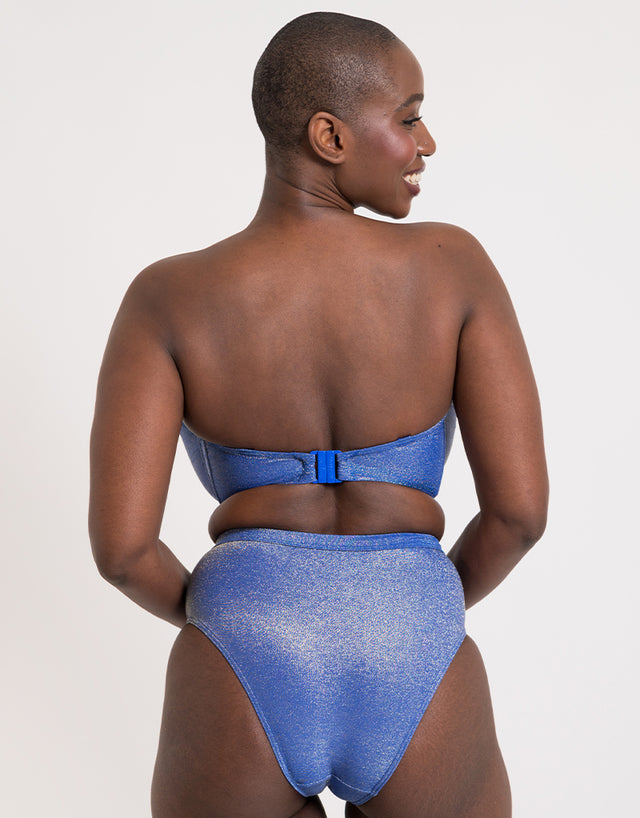 Curvy Kate Sapphire Seas Bandeau Bikini Top Blue Sparkle