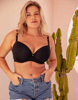 Curvy Kate Smoothie T-Shirt Plunge Black