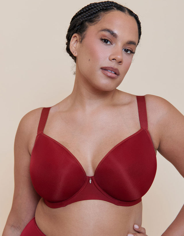 Curvy Kate Smoothie Spacer Moulded T-Shirt Plunge Bra Deep Red