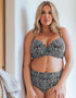 Curvy Kate Wild Horizon Padded Balcony Bikini Top Black Print