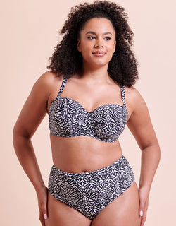 Curvy Kate Wild Horizon Bandeau Strapless Multiway Bikini Top Black Print