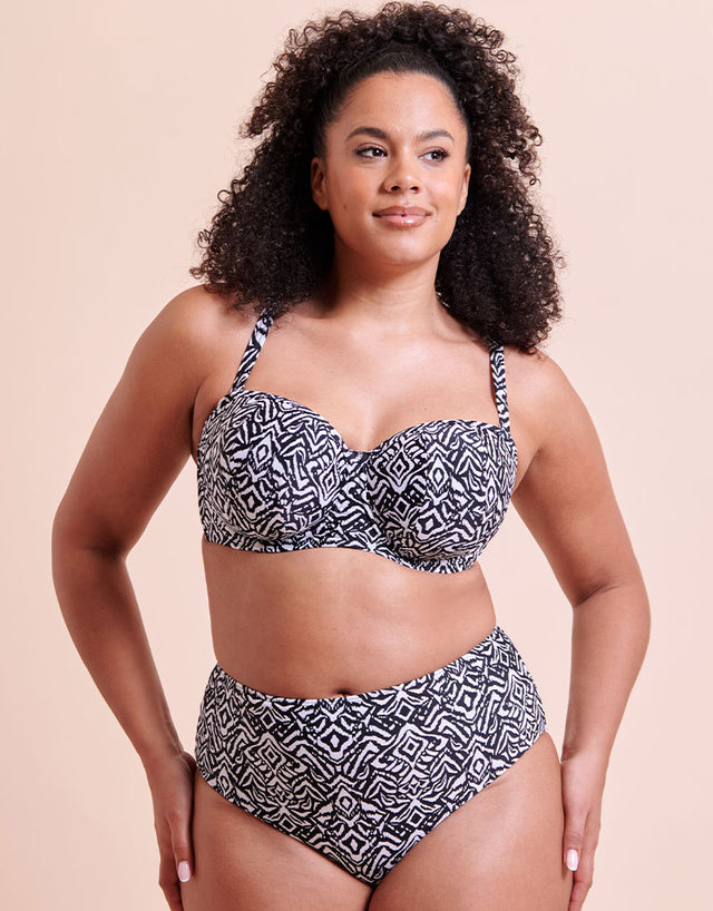 Curvy Kate Wild Horizon Bandeau Strapless Multiway Bikini Top Black Print