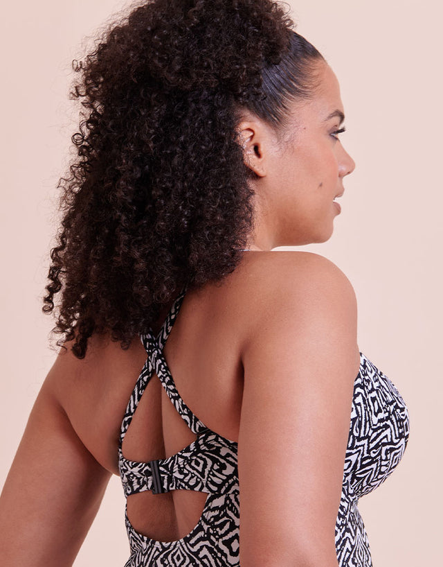 Curvy Kate Wild Horizon Padded Plunge Swimsuit Black Print