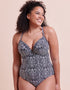 Curvy Kate Wild Horizon Padded Plunge Swimsuit Black Print