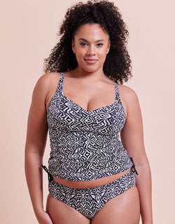 Curvy Kate Wild Horizon Non-Wired Multiway Tankini Top Black Print
