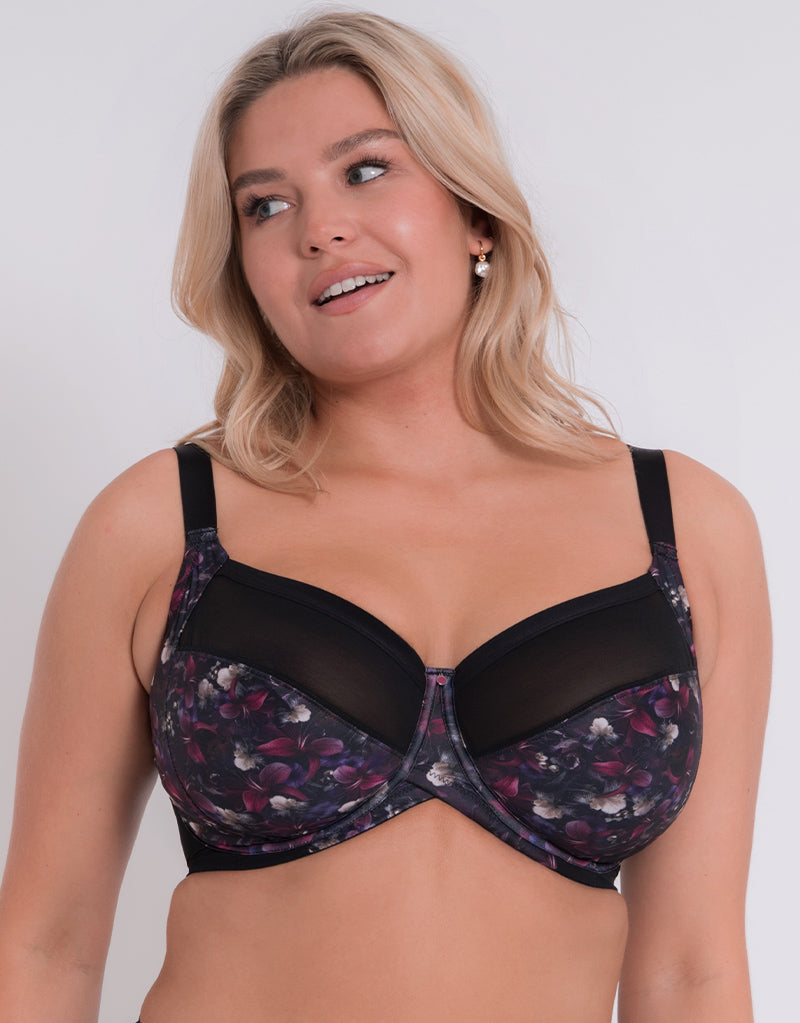 Buy DD-GG Black Recycled Lace Comfort Full Cup Bra 42F, Bras