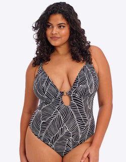 Elomi Kata Beach Non Wired Plunge Swimsuit Black Print