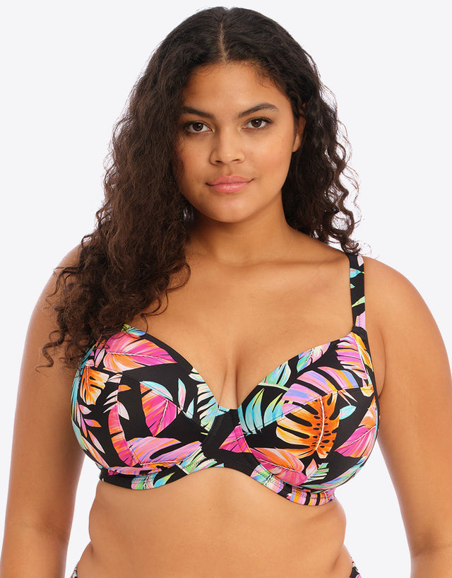 Elomi Tropical Falls Plunge Bikini Top Black