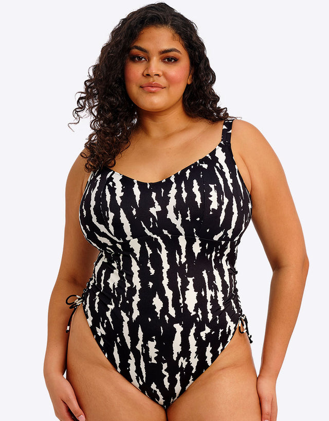 Elomi Echo Shell Non-Wired Swimsuit Black/White Print