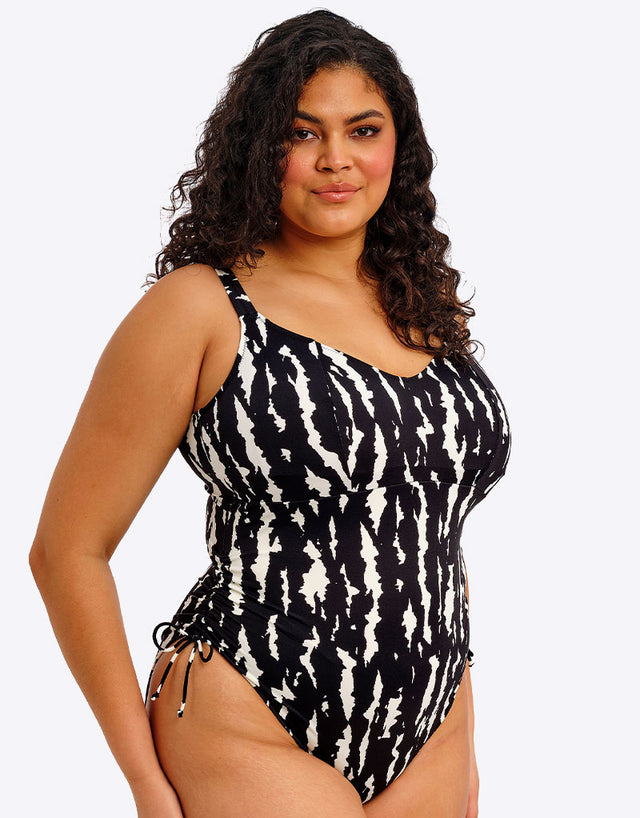 Elomi Echo Shell Non-Wired Swimsuit Black/White Print