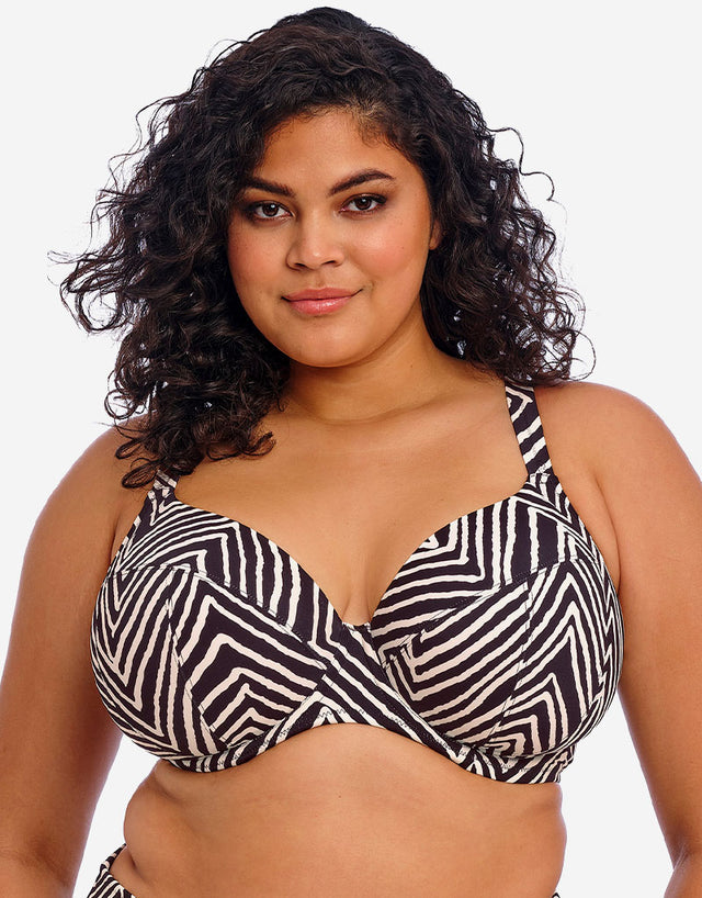 Elomi Fiji Falls Plunge Bikini Top Black Stripe