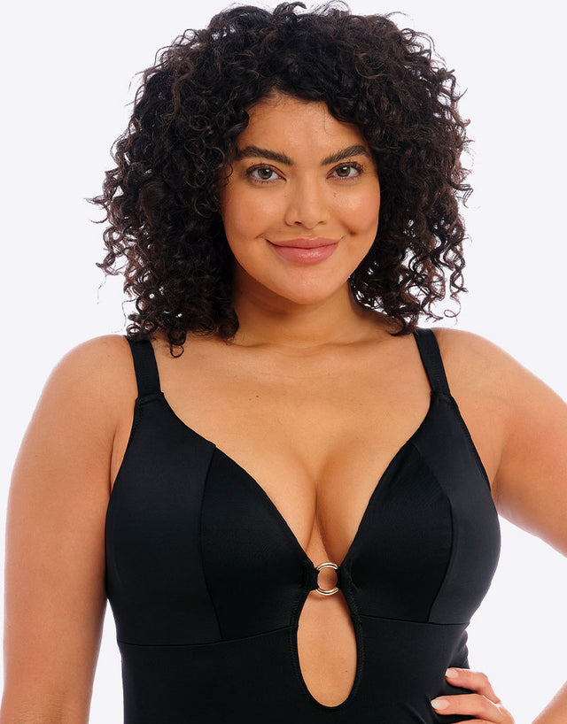 Elomi Plain Sailing Non-Wired Plunge Swimsuit Black