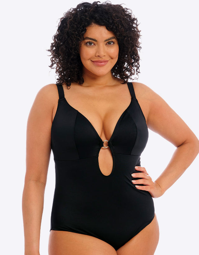 Elomi Plain Sailing Non-Wired Plunge Swimsuit Black