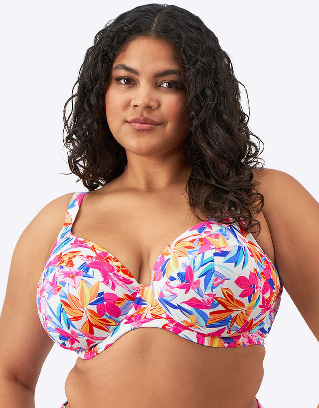 Elomi Savaneta Plunge Bikini Top White Print