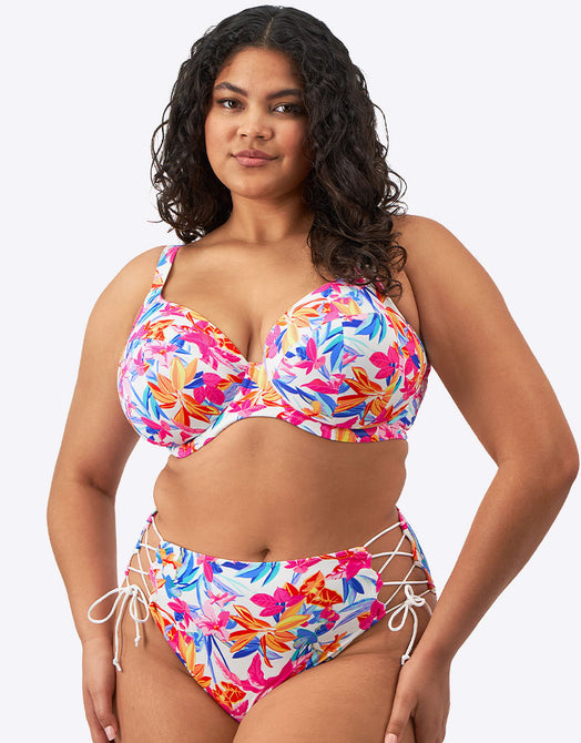 Elomi Savaneta Plunge Bikini Top White Print