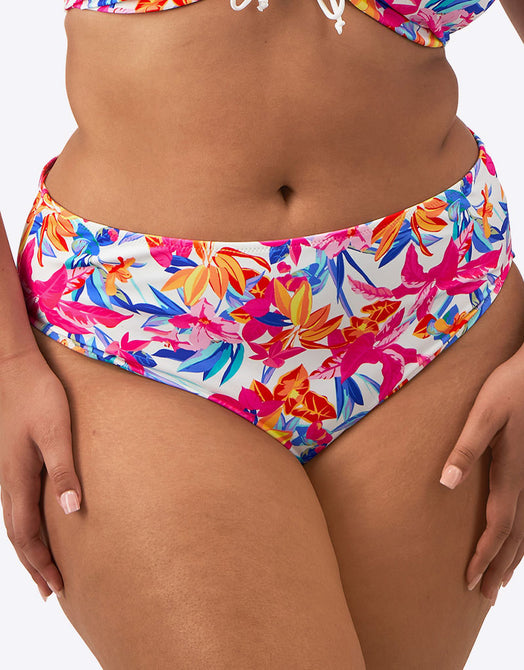 Elomi Savaneta Mid Rise Bikini Brief White Print