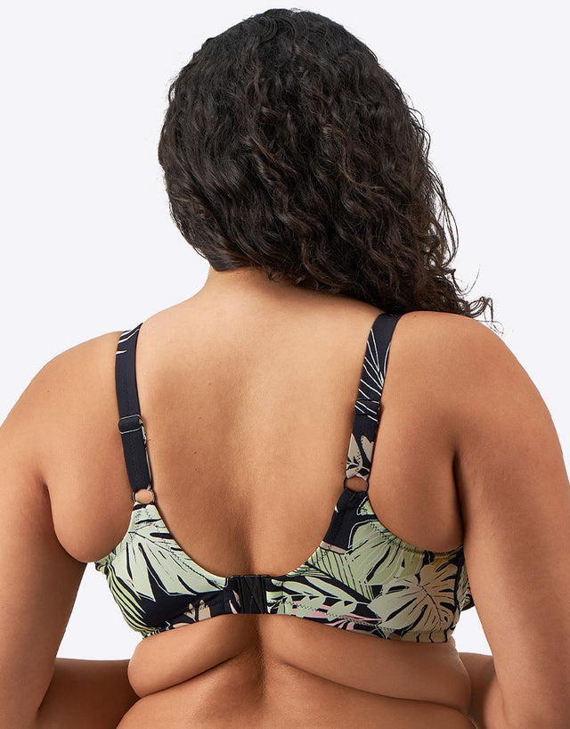 Elomi Tropical Retreat Plunge Bikini Top Black Print
